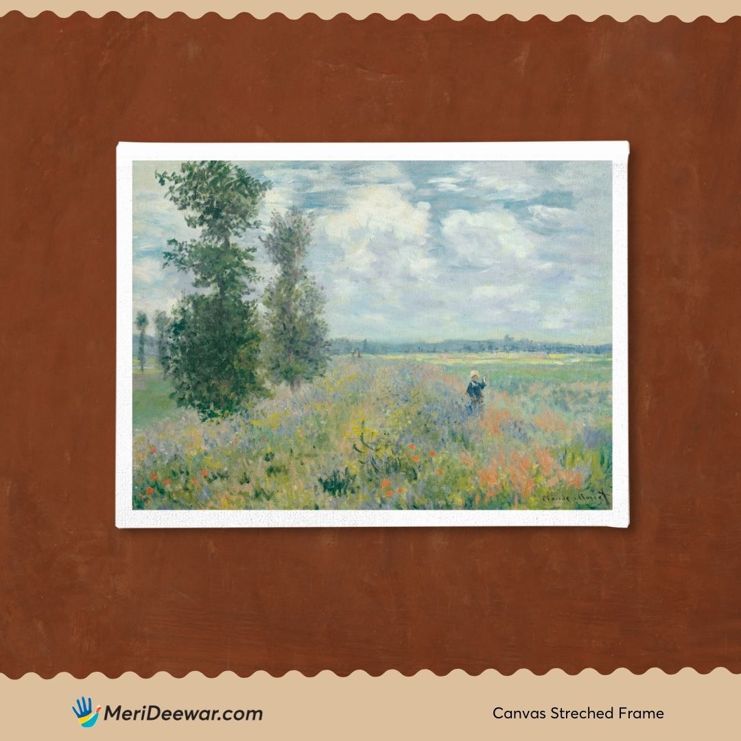Poppy Fields near Argenteuil Painting By Claude Monet 3 : 4 Horizontal New Premium Wall Art Canvas by MeriDeewar