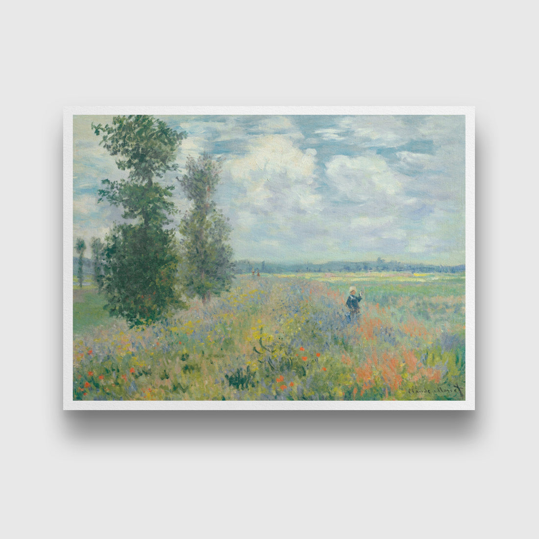 Poppy Fields near Argenteuil Painting by Claude Monet 3 : 4 Vertical New Premium Wall Art Canvas by MeriDeewar