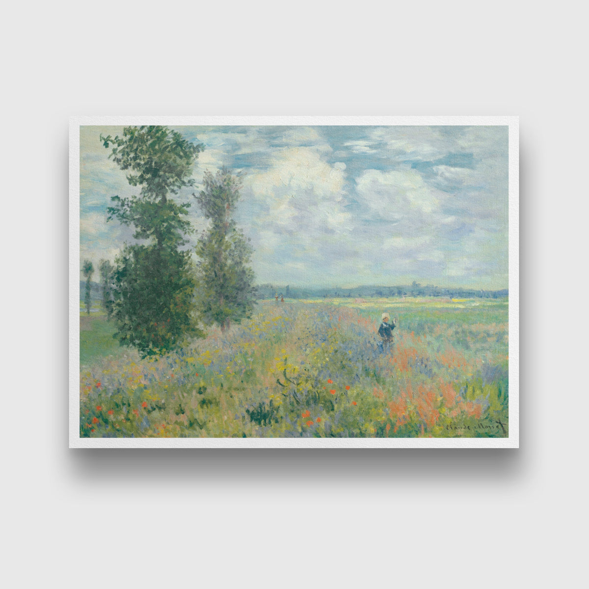 Poppy Fields near Argenteuil Painting by Claude Monet 3 : 4 Vertical New Premium Wall Art Canvas by MeriDeewar