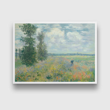 Poppy Fields near Argenteuil Painting by Claude Monet 3 : 4 Vertical New Premium Wall Art Canvas by MeriDeewar