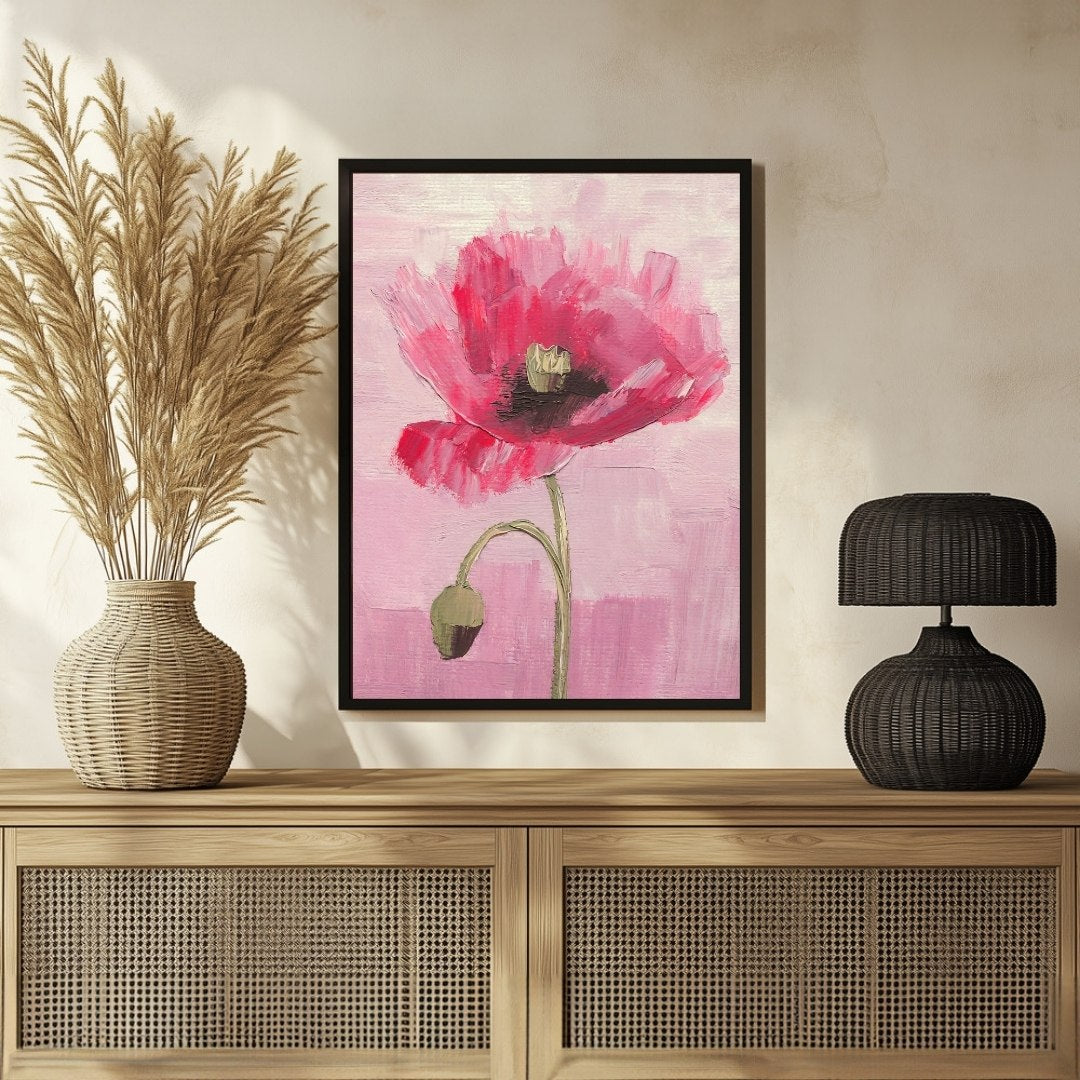 Poppy Flower Abstract Wall Art Modern Painting 3 : 4 Vertical New Premium Wall Art Canvas by MeriDeewar