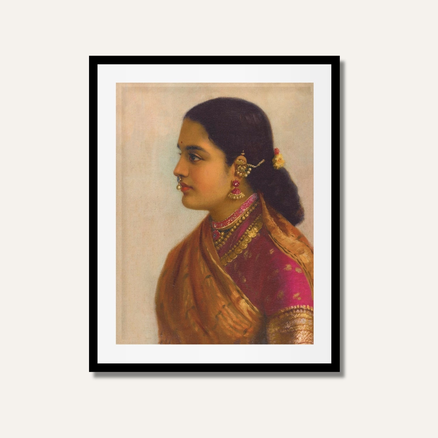 Portrait of a Young Woman – Timeless Elegance and Quiet Emotion | MeriDeewar.com 2 : 3 Vertical Premium Wall Art Canvas by MeriDeewar