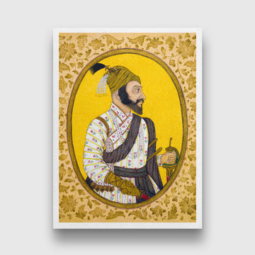 Portrait Of Chattrapti Shivaji Mahaaraj Painting 3 : 4 Vertical New Premium Wall Art Canvas by MeriDeewar