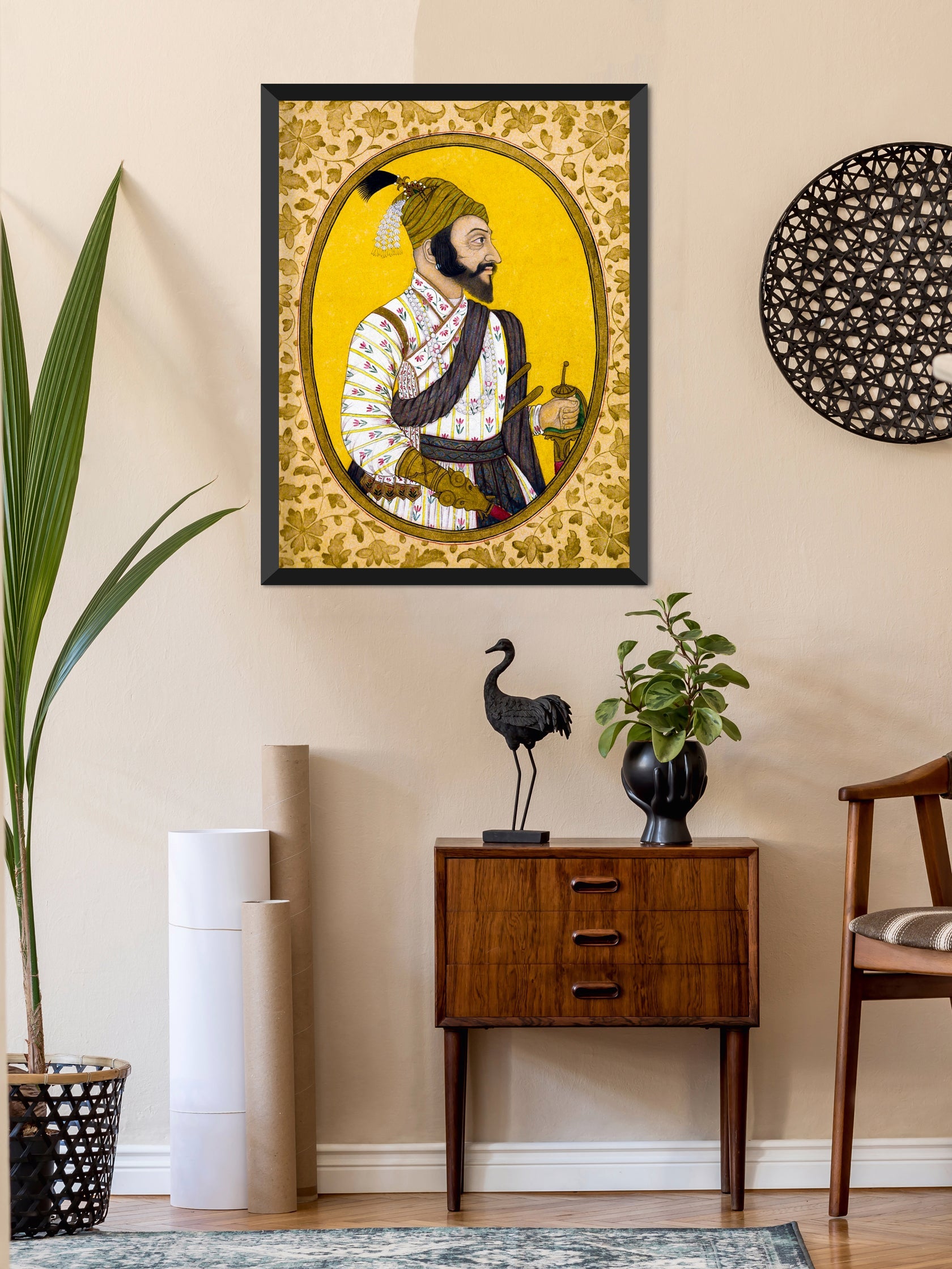 Portrait Of Chattrapti Shivaji Mahaaraj Painting 3 : 4 Vertical New Premium Wall Art Canvas by MeriDeewar