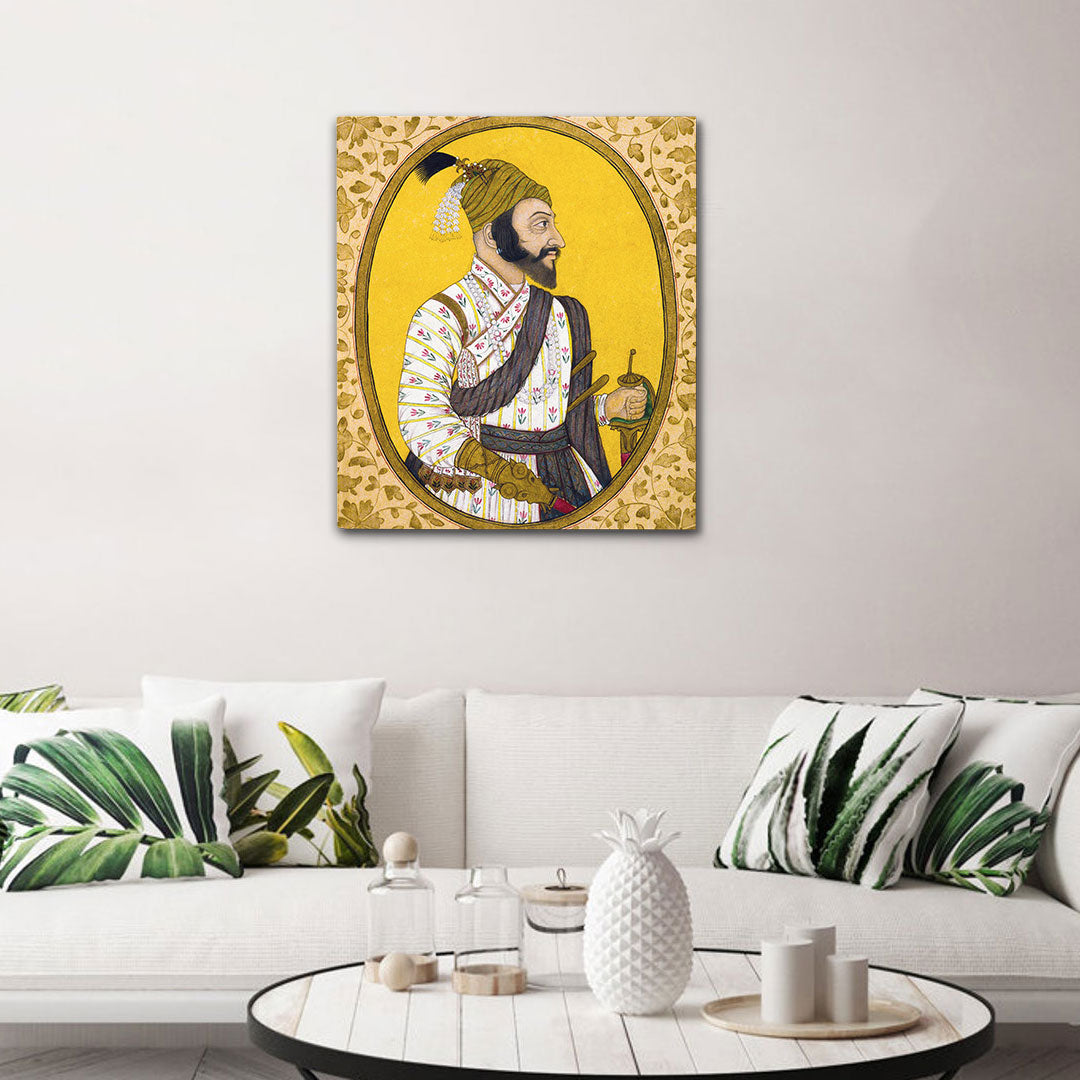 Portrait Of Chattrapti Shivaji Mahaaraj Painting 3 : 4 Vertical New Premium Wall Art Canvas by MeriDeewar