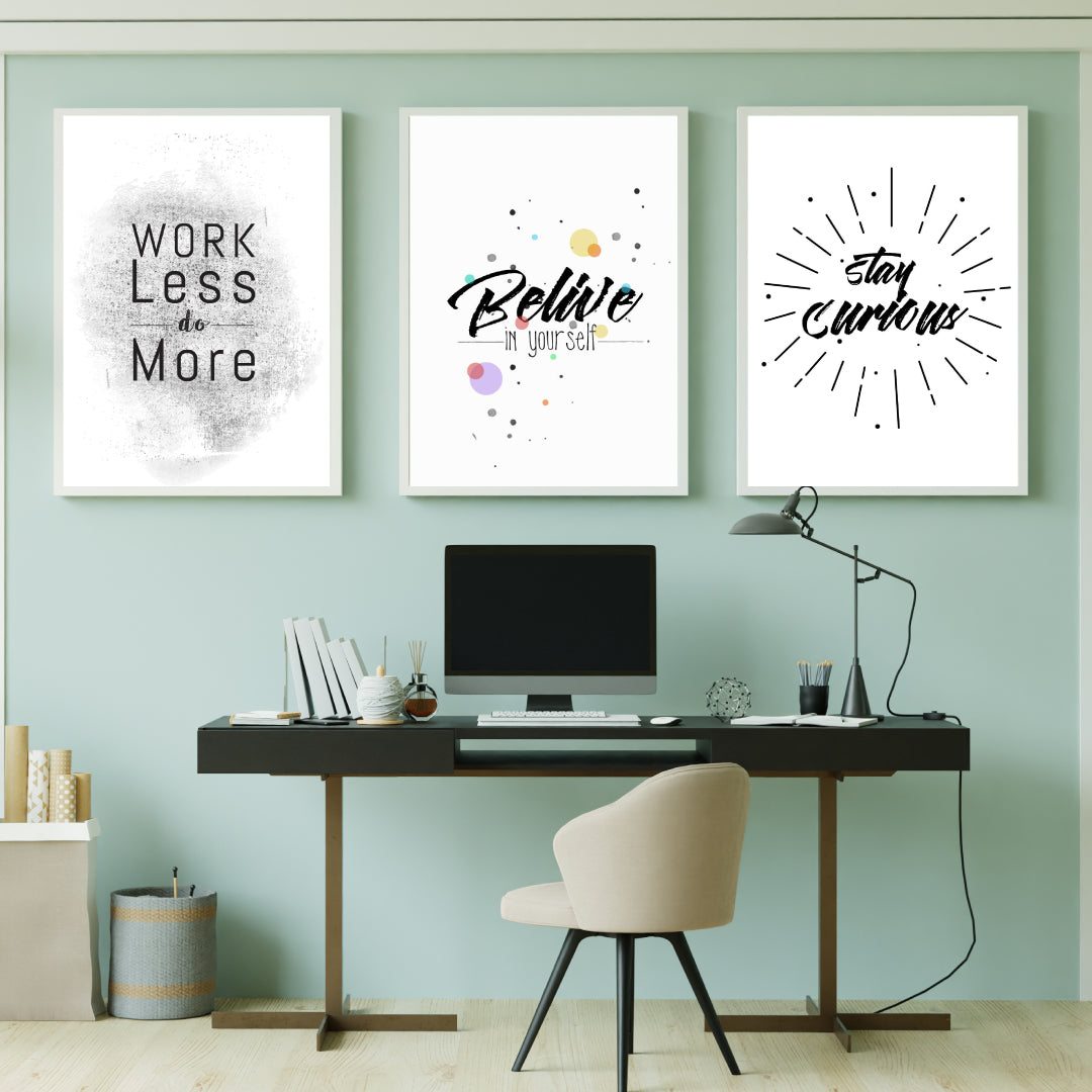 Positive Quote Wall Art set of 3 Walls Premium Wall Art Canvas by MeriDeewar