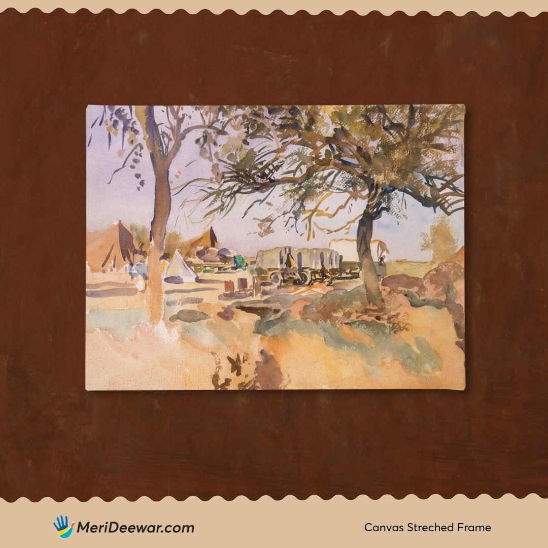 Posterazzi Military Camp painting By John Singer Sargent 3 : 4 Horizontal New Premium Wall Art Canvas by MeriDeewar