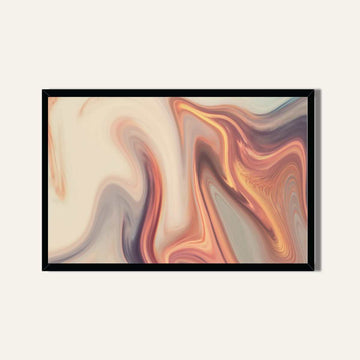 Premium Fluid Abstract Peach & Lavender Wall Art | Horizontal Modern Liquid Marble Black Framed Poster 2 : 3 Horizontal Premium Wall Art Canvas by MeriDeewar
