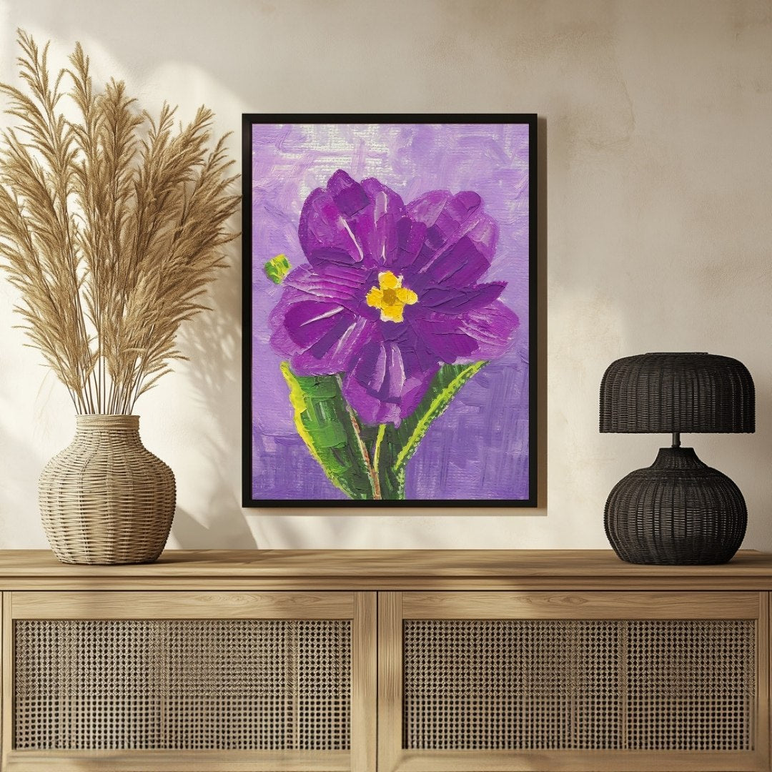 Primrose Flower Abstract Art 3 : 4 Vertical New Premium Wall Art Canvas by MeriDeewar