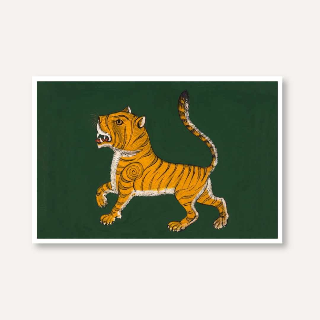 "Prowling Tiger on Green" Fine Art Giclée Print | Wildlife Wall Art 3 : 2 Horizontal Premium Wall Art Canvas by MeriDeewar