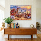 Pushkar Fair | Sunset Rajasthan Camel Mela Desert Canvas Wrap Curate Pinewood Premium Wall Art Canvas by MeriDeewar