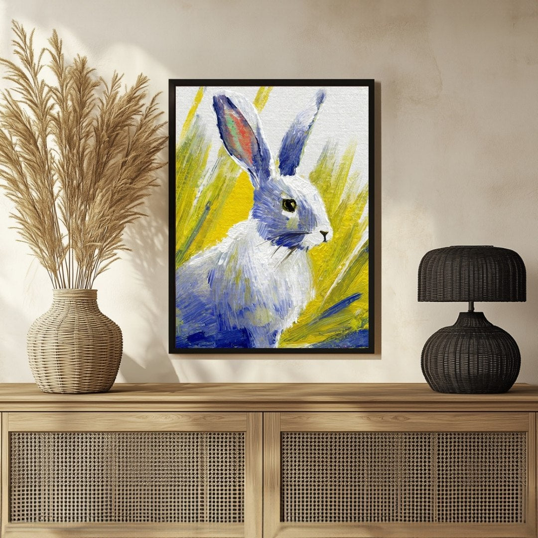 Rabbit Abstract Art – Enhance Your Living Space 3 : 4 Vertical New Premium Wall Art Canvas by MeriDeewar