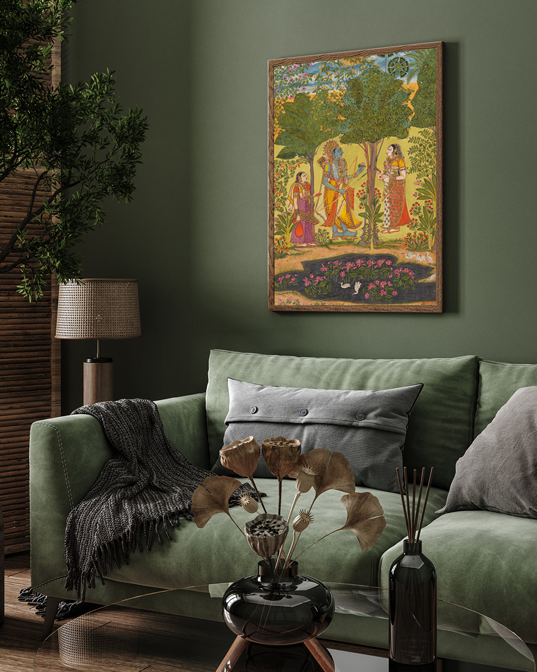 Radha And Krishna In A Palace Painting 2 : 3 Vertical Premium Wall Art Canvas by MeriDeewar
