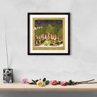 Radha and Krishna meet in the forest during a storm Painting 1 : 1 Square Premium Wall Art Canvas by MeriDeewar