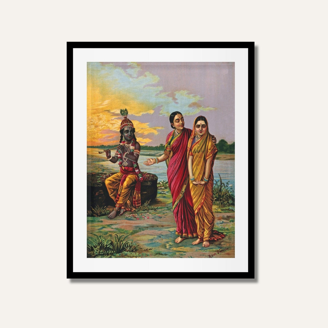 Radha Krishna – Manini Radha Painting | Raja Ravi Varma Wall Art | MeriDeewar 3 : 4.2 Vertical Premium Wall Art Canvas by MeriDeewar
