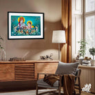 Radha Krishna Painting for Living Room | Spiritual Wall Art with Gopis | Giclée Print 3 : 2 Horizontal Premium Wall Art Canvas by MeriDeewar
