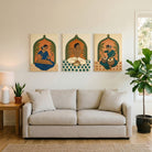Raga | Indian Classical Musicians Set of 3 Vertical Gallery Wrap Canvas Curate Premium Wall Art Canvas by MeriDeewar