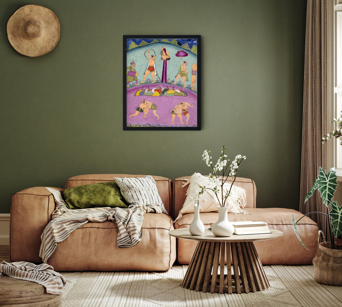 Ragini Desakh, Page from a Jaipur Ragamala Set 4 :5 Vertical Premium Wall Art Canvas by MeriDeewar
