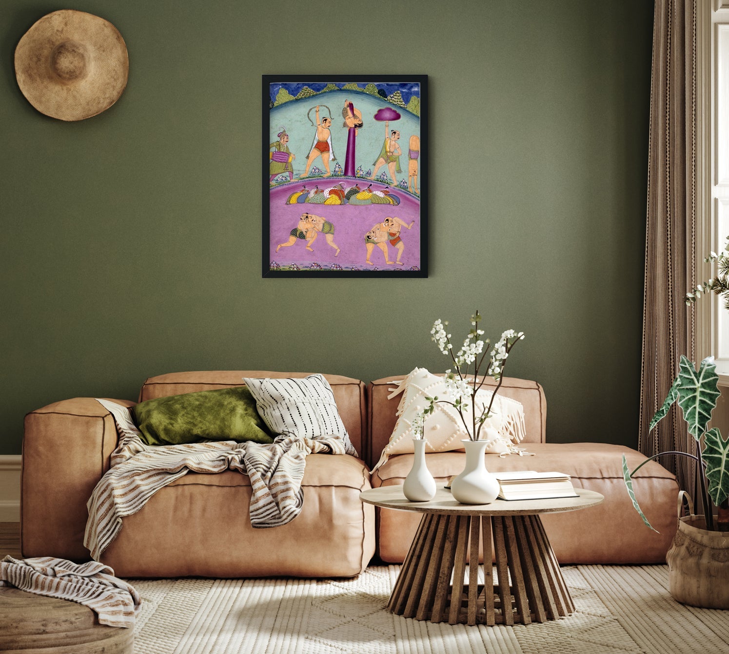 Ragini Desakh, Page from a Jaipur Ragamala Set 4 :5 Vertical Premium Wall Art Canvas by MeriDeewar