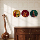 Ragini | Raja Ravi Varma Set of 3 Round Canvas Curate Premium Wall Art Canvas by MeriDeewar