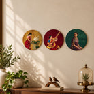 Ragini | Raja Ravi Varma Set of 3 Round Canvas Curate Premium Wall Art Canvas by MeriDeewar