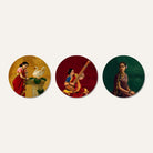 Ragini | Raja Ravi Varma Set of 3 Round Canvas Curate Premium Wall Art Canvas by MeriDeewar