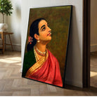 Raja Ravi Varma Indian Woman Portrait Painting for Living Room | Framed Wall Art Print 3 : 4 Vertical Premium Wall Art Canvas by MeriDeewar