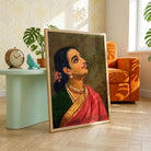 Raja Ravi Varma Indian Woman Portrait Painting for Living Room | Framed Wall Art Print 3 : 4 Vertical Premium Wall Art Canvas by MeriDeewar