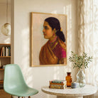 Raja Ravi Varma Indian Woman Portrait Painting for Living Room | Traditional Wall Art 2 : 3 Vertical Premium Wall Art Canvas by MeriDeewar