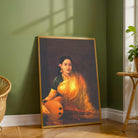 Raja Ravi Varma Lady with Swarbat Painting for Living Room | Classical Indian Wall Art 3 : 4 Vertical Premium Wall Art Canvas by MeriDeewar