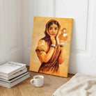 Raja Ravi Varma Milkmaid Painting for Living Room | Indian Classic Wall Art Print 2 : 3 Vertical Premium Wall Art Canvas by MeriDeewar