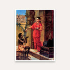 Raja Ravi Varma Painting – Woman Giving Alms | Traditional Indian Wall Art for Home 3 : 4 Vertical Premium Wall Art Canvas by MeriDeewar