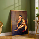 Raja Ravi Varma Portrait Painting for Living Room – Indian Woman in Saree Wall Art 3 : 4 Vertical Premium Wall Art Canvas by MeriDeewar