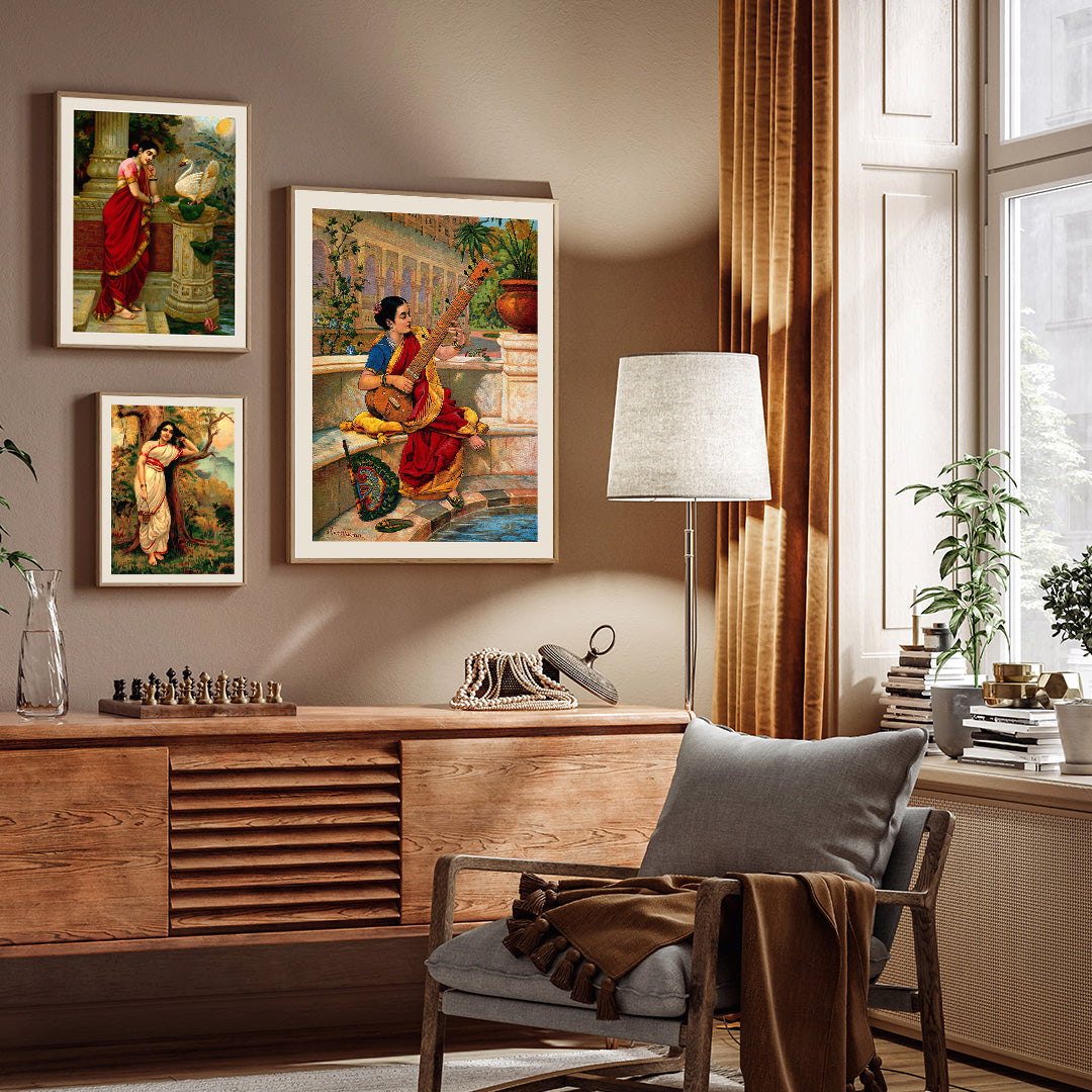 Raja Ravi Varma Set of 3 Walls Premium Wall Art Canvas by MeriDeewar