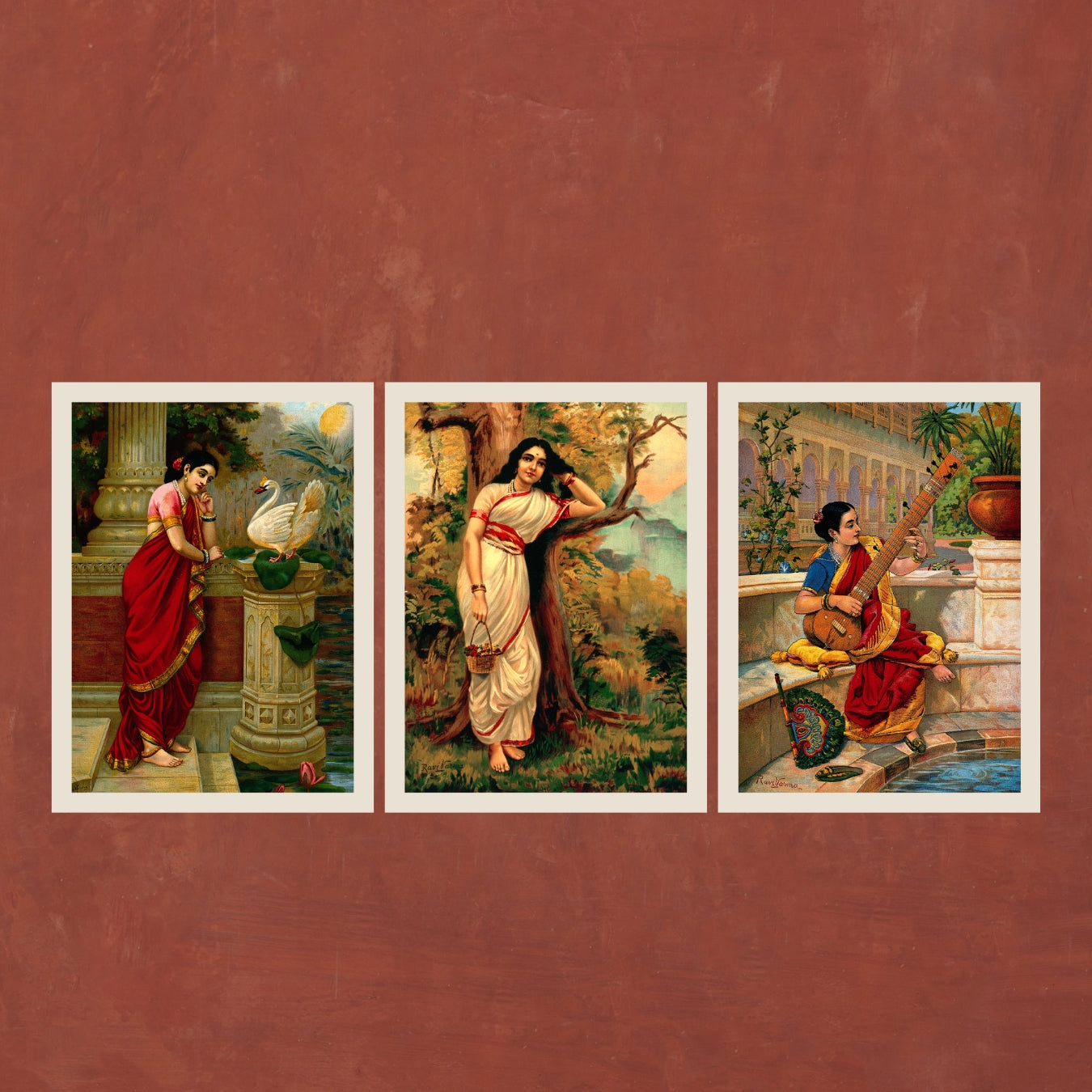 Raja Ravi Varma Set of 3 Walls Premium Wall Art Canvas by MeriDeewar