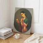 Raja Ravi Varma Woman Holding Lemon Painting – Classic Indian Portrait Wall Art 3 : 4 Vertical Premium Wall Art Canvas by MeriDeewar