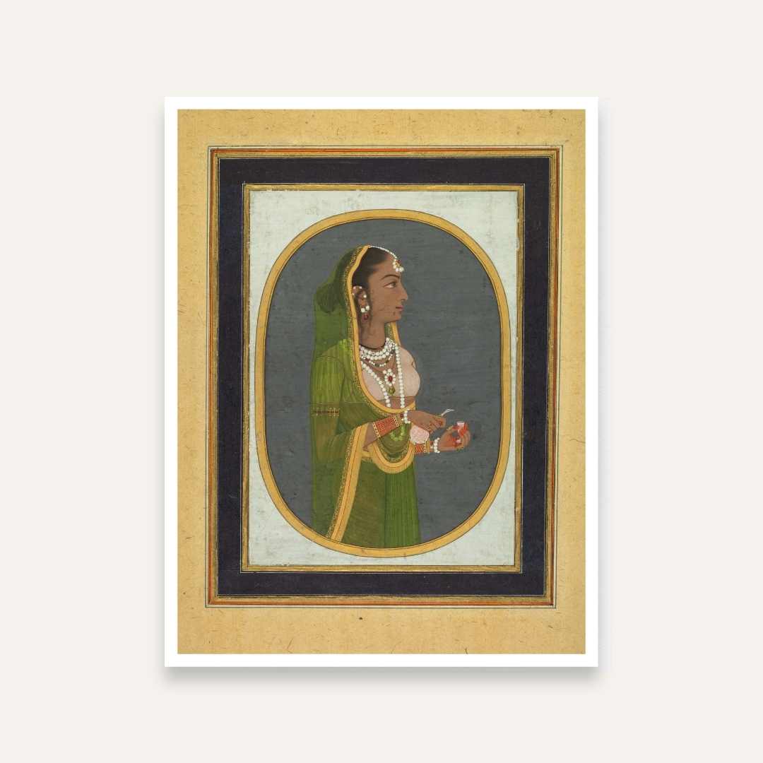 Rajasthani Court Lady Painting for Living Room | Indian Miniature Wall Art | Giclée Print 4 :5 Vertical Premium Wall Art Canvas by MeriDeewar