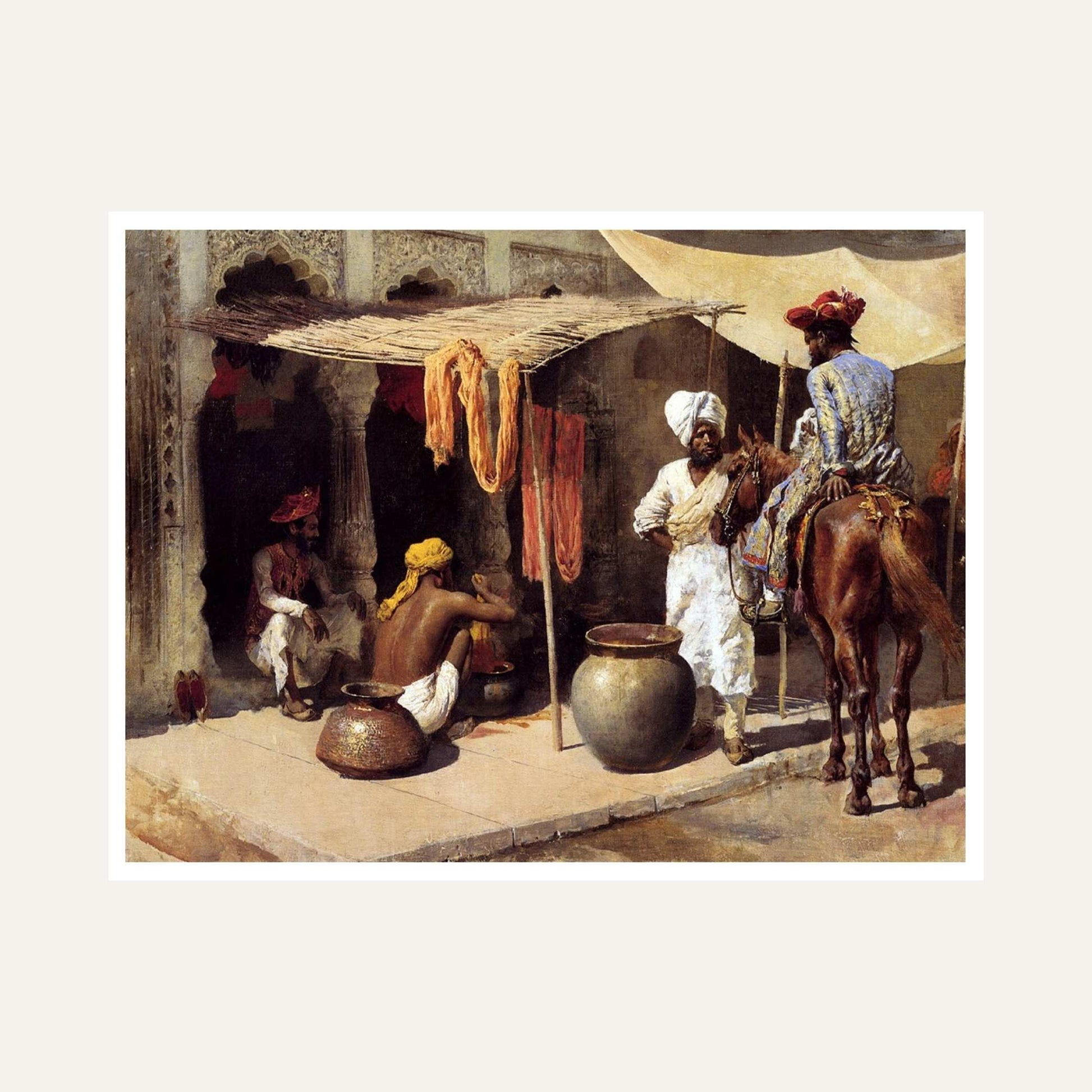 Rajasthani Market Scene Painting for Living Room | Indian Heritage Wall Art | MeriDeewar 6 : 5 Horizontal Premium Wall Art Canvas by MeriDeewar