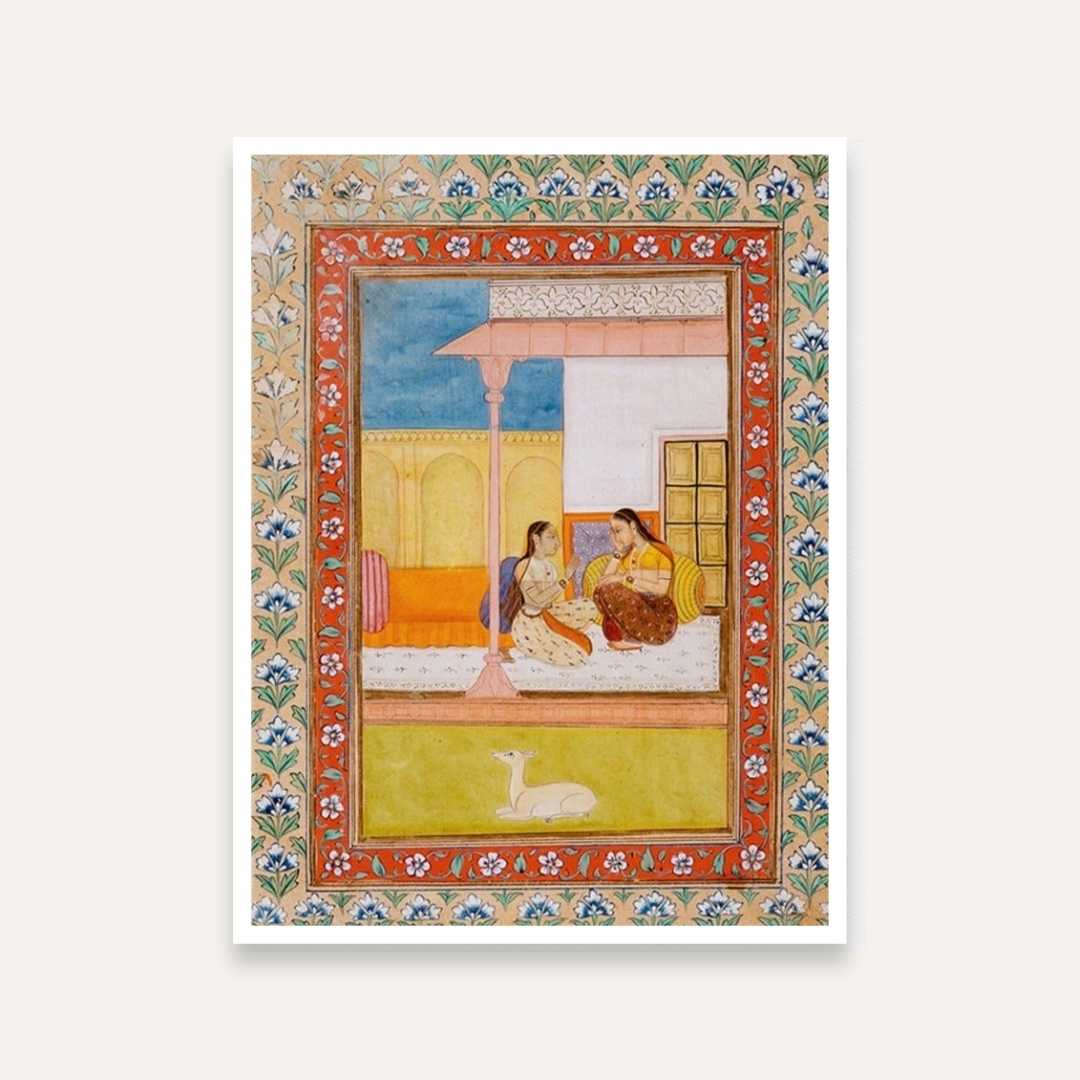 Rajasthani Miniature Painting for Living Room – Ragamala Art | Giclée Fine Art Print 3 : 4 Vertical Premium Wall Art Canvas by MeriDeewar