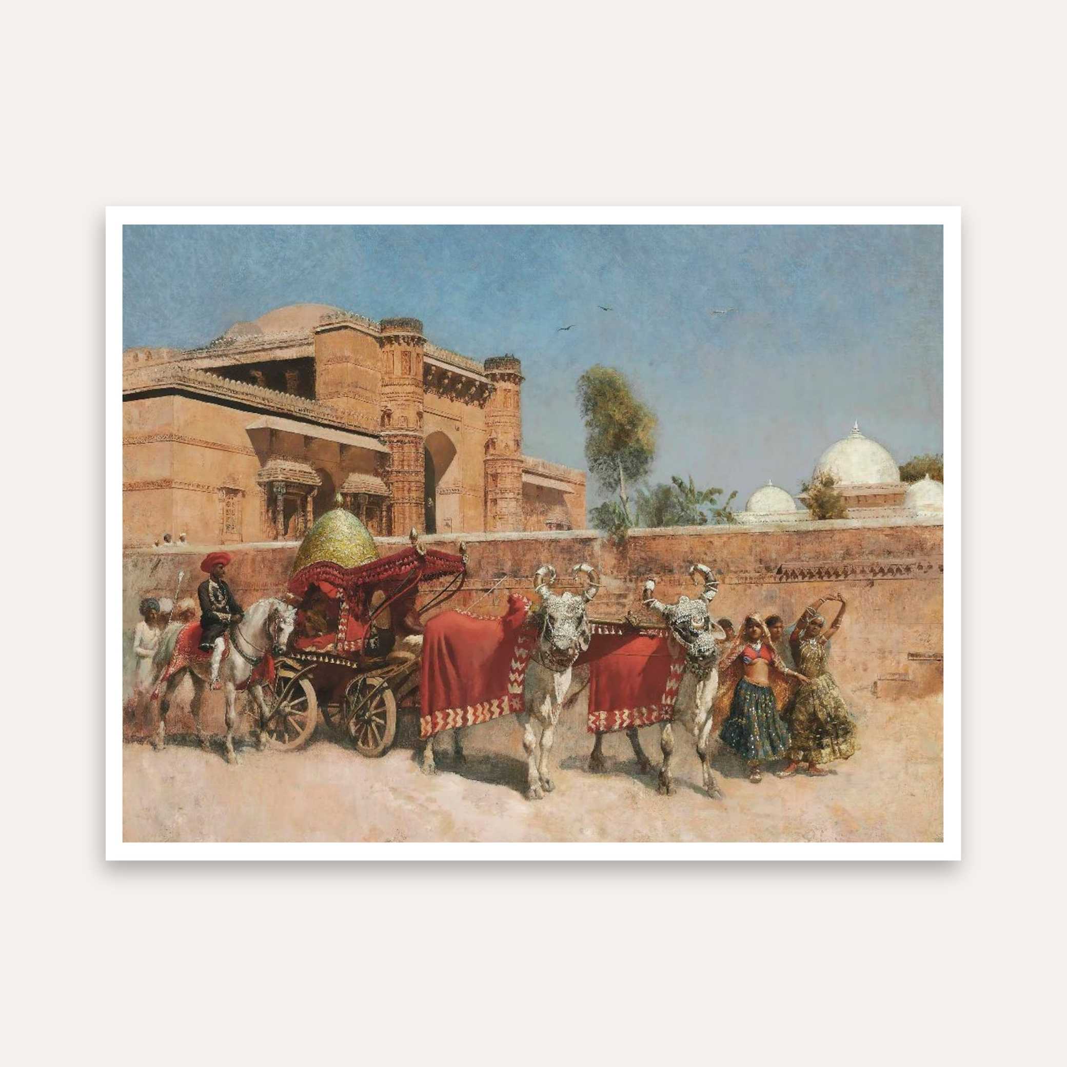 Rajasthani Wedding Procession Painting for Living Room | Indian Palace Wall Art | MeriDeewar 5 : 4 Horizontal Premium Wall Art Canvas by MeriDeewar