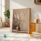Rajnigandha in a Brass Lota | Tuberose Still Life Art 3 : 4 Vertical Premium Wall Art Canvas by MeriDeewar