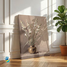 Rajnigandha in a Brass Lota | Tuberose Still Life Art 3 : 4 Vertical Premium Wall Art Canvas by MeriDeewar