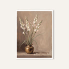 Rajnigandha in a Brass Lota | Tuberose Still Life Art 3 : 4 Vertical Premium Wall Art Canvas by MeriDeewar