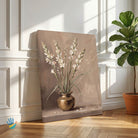 Rajnigandha in a Brass Lota | Tuberose Still Life Art 3 : 4 Vertical Premium Wall Art Canvas by MeriDeewar
