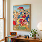 Ram Sita Laxman Hanuman Painting for Pooja Room | Raja Ravi Varma Wall Art | MeriDeewar 3 : 4 Vertical Premium Wall Art Canvas by MeriDeewar