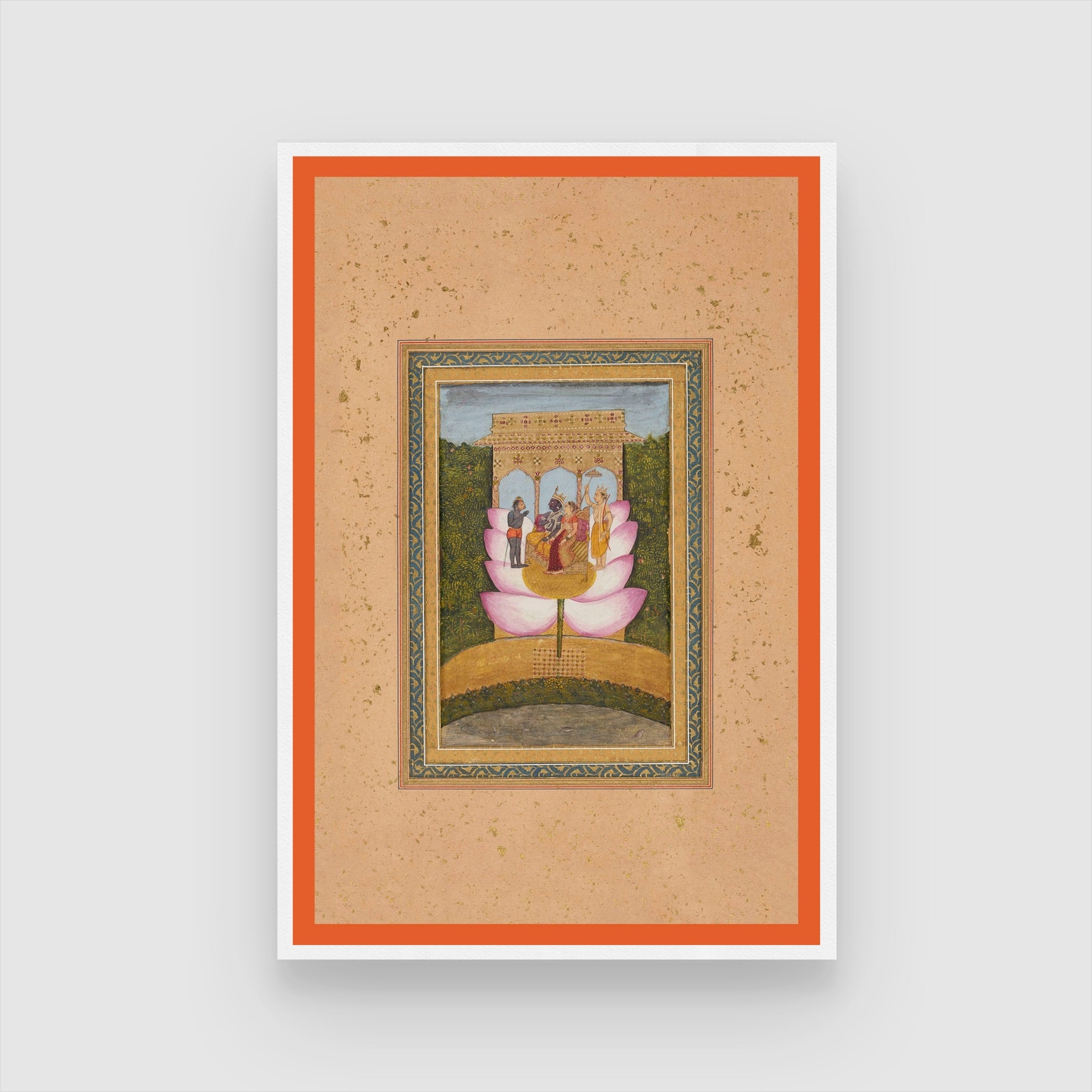 Rama and Sita with Hanuman and Lakhshman Painting 2 : 3 Vertical Premium Wall Art Canvas by MeriDeewar