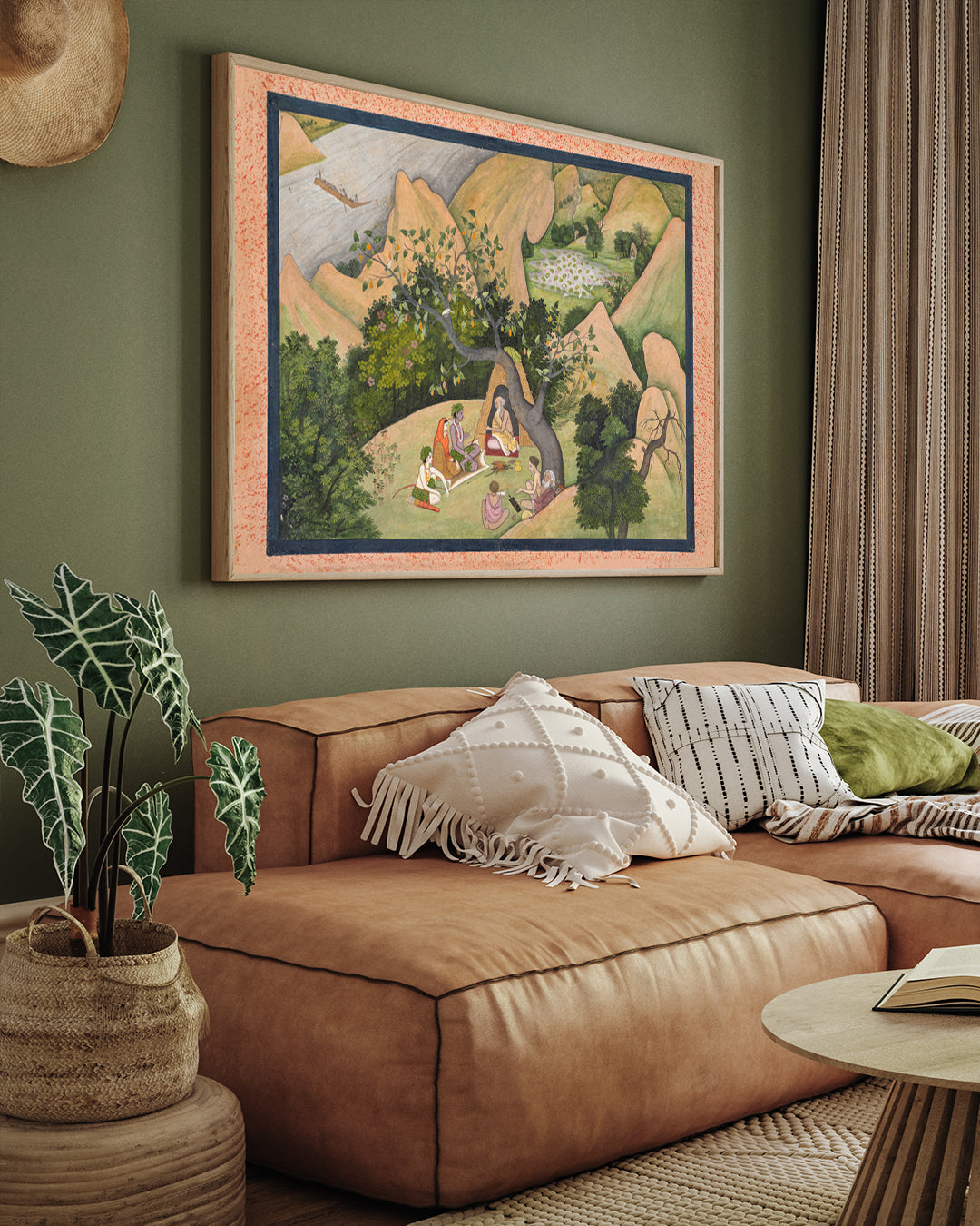 Rama Sita And Lakshmana At The Hermitage Of Bharadvaja Painting 2 : 3 Horizontal Premium Wall Art Canvas by MeriDeewar