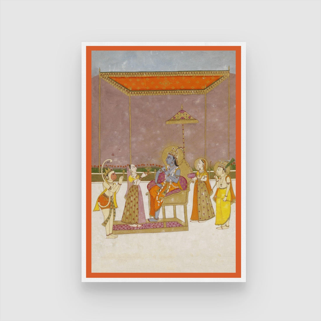 Rama, Sita, Lakshman and Hanuman Paiting 2 : 3 Vertical Premium Wall Art Canvas by MeriDeewar