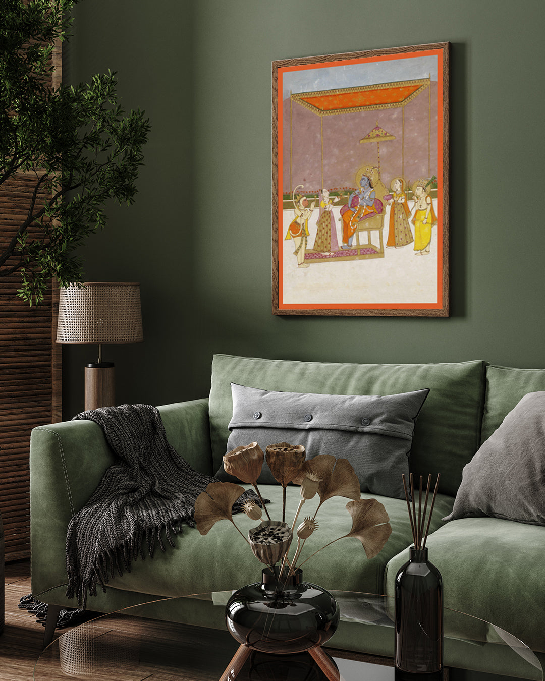 Rama, Sita, Lakshman and Hanuman Paiting 2 : 3 Vertical Premium Wall Art Canvas by MeriDeewar