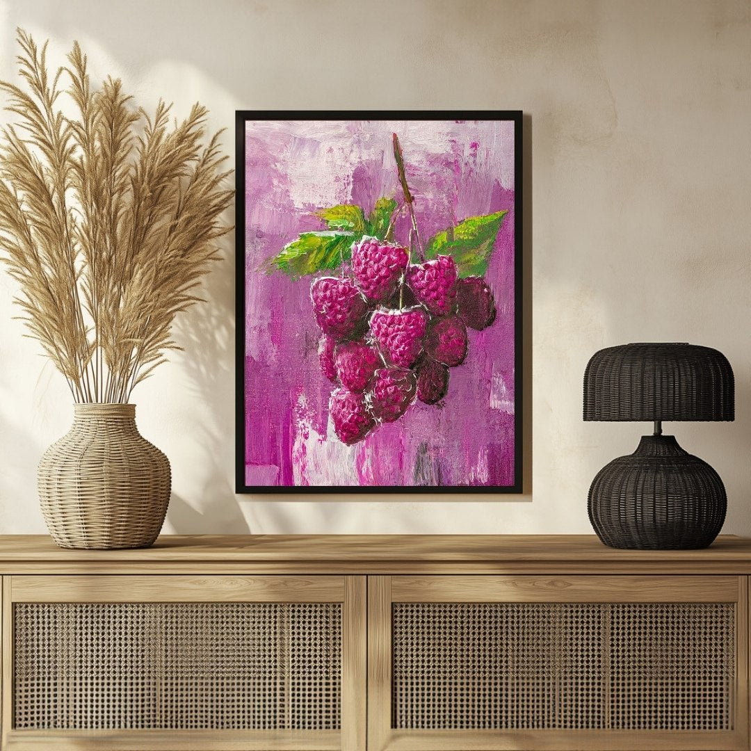 Raspberry Abstract Artwork – Add Color to Your Home 3 : 4 Vertical New Premium Wall Art Canvas by MeriDeewar